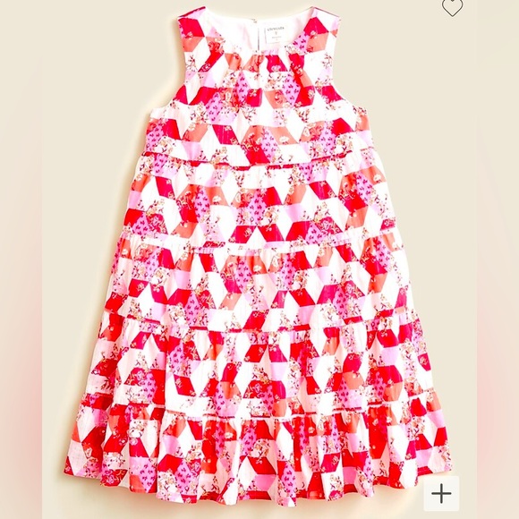 NEW (no tag) Crewcuts tiered dress in shimmer patchwork print (size 14) - Picture 1 of 4